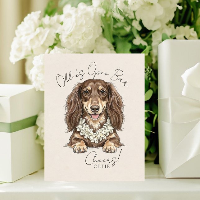 Tropical Dachshund Wedding Drinks On Me Pedestal Sign (Tropical Dachshund Wedding Drinks On Me Pedestal Sign)