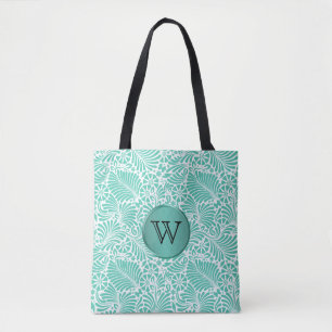 Tropical Damask Pattern with Monogram Tote Bag