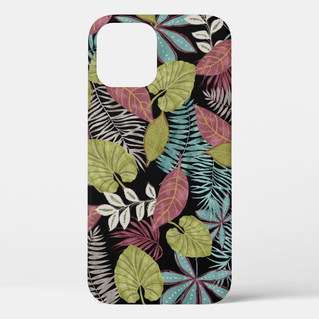 Tropical Dark Leaves: Textile Pattern Design Case-Mate iPhone Case (Back)