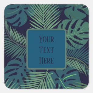 tropical dark palm leaf contemporary modern square sticker