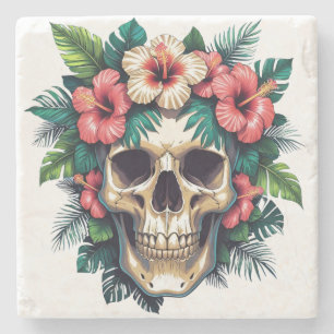 Tropical Decay: Bloom & Bone Stone Coaster