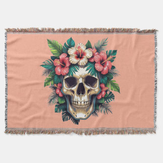 Tropical Decay: Bloom & Bone Throw Blanket