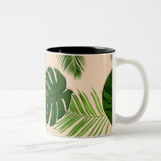 Tropical-decorated Cup. Two-Tone Coffee Mug