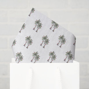 Tropical Decorated Palm Trees Christmas Lights Tissue Paper