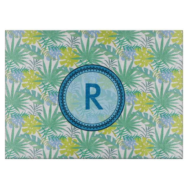 Tropical Design Monogram Cutting Board (Front)