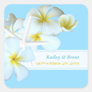 Tropical Design Personalized Square Favour Sticker