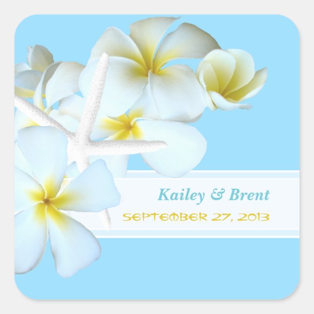 Tropical Design Personalized Square Favour Sticker (Front)