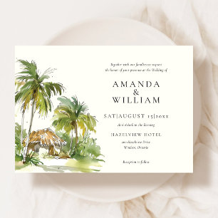 Tropical Destination Elegant Wedding Invitation
