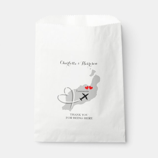 Tropical Destination Lanzarote Spain Beach Wedding Favour Bag (Front)