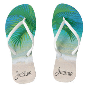 Tropical Destination Personalized Flip Flops
