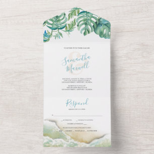 Tropical Destination Wedding All In One Invitation