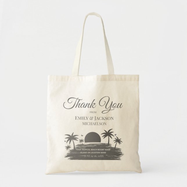 Tropical Destination Wedding Favour Gift Tote Bag (Front)