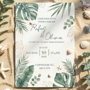 Tropical Destination Wedding Invitation   Palm Lea