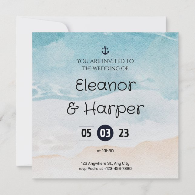 Tropical Destination Wedding Invite (Front)
