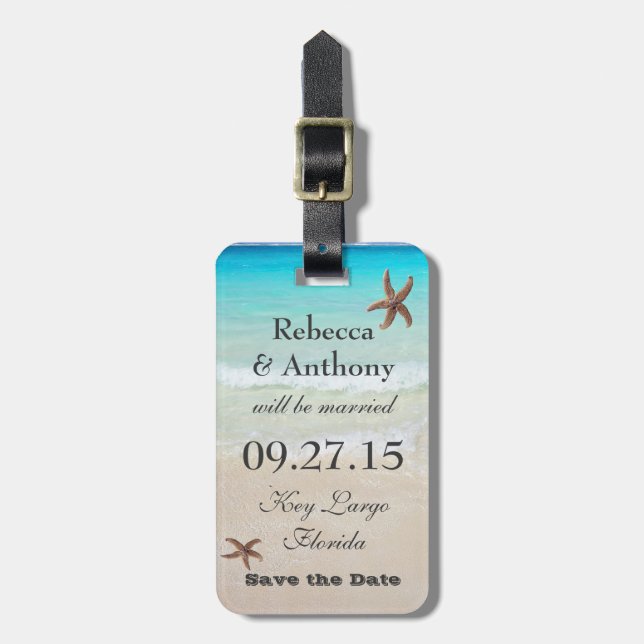 Tropical Destination Wedding Luggage Tag (Front Vertical)