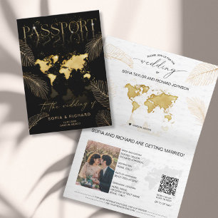 Tropical Destination Wedding Passport QR Code Invitation