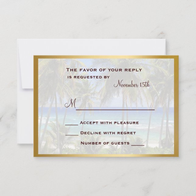 Tropical Destination Wedding RSVP Card (Front)