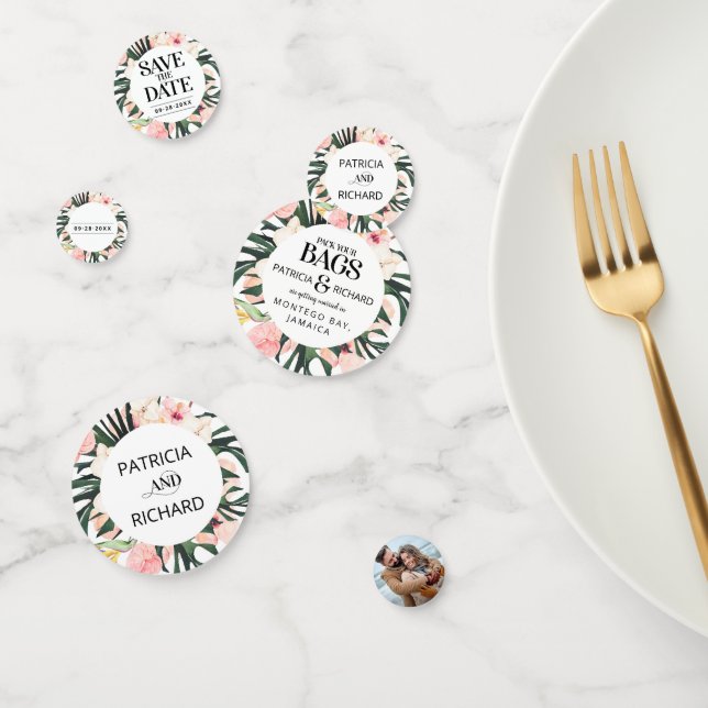 Tropical Destination Wedding Save The Date Confetti (Group)