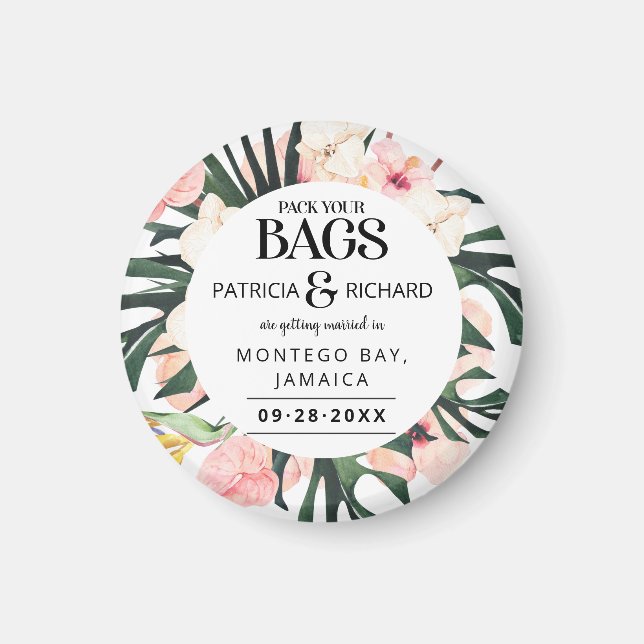 Tropical Destination Wedding Save The Date Magnet (Front)