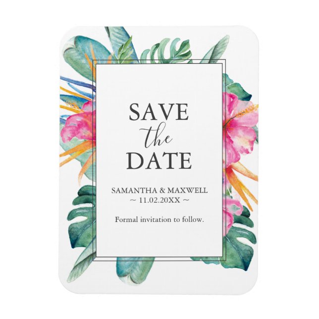 Tropical Destination Wedding Save The Date Magnets (Vertical)