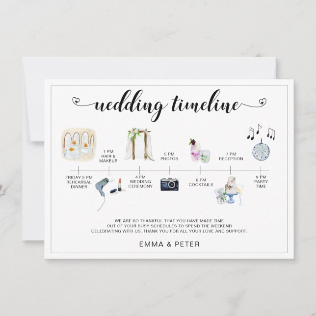 Tropical Destination Wedding Timeline Schedule (Front)
