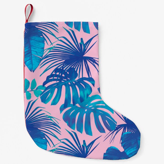 Tropical digital paper stripes stars small christmas stocking (Front)