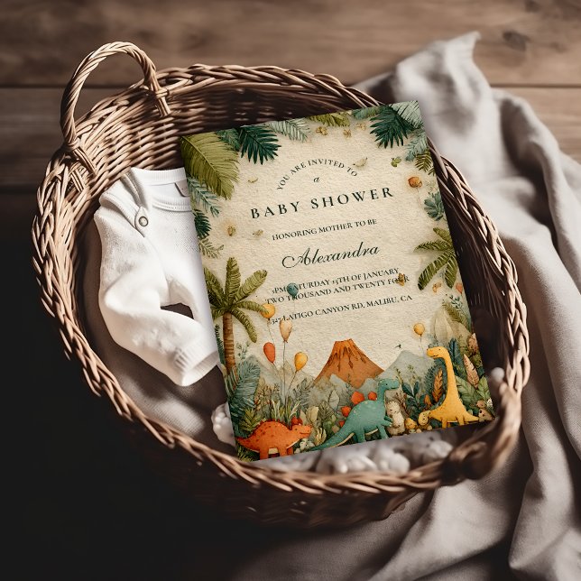 Tropical Dino Adventure Baby Shower Invitation (Creator Uploaded)