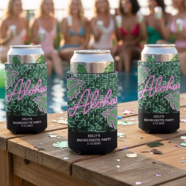 Tropical Disco Bachelorette Party Neon Seltzer Can Cooler (Creator Uploaded)