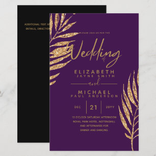 Tropical Disco Faire-part de mariage Gold Feuilles