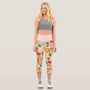tropical dragon fruit kiwi pomegranate capri leggings