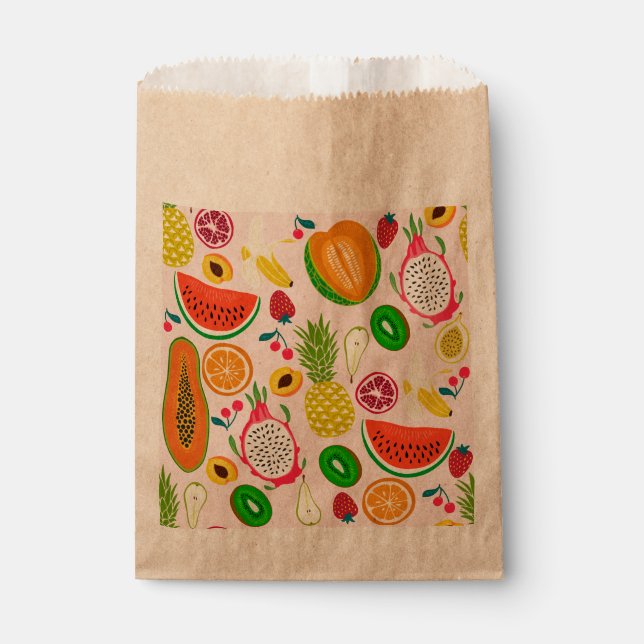 tropical dragon fruit kiwi pomegranate favour bag (Front)