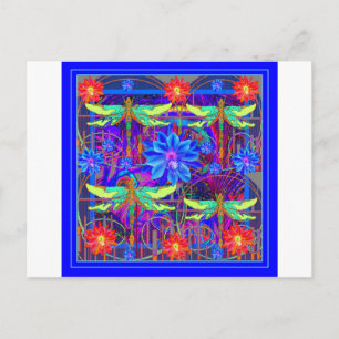 Tropical Dragonflies Blue Flower gifts Postcard