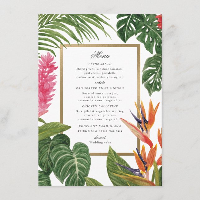 Tropical Dream Menu (Front)