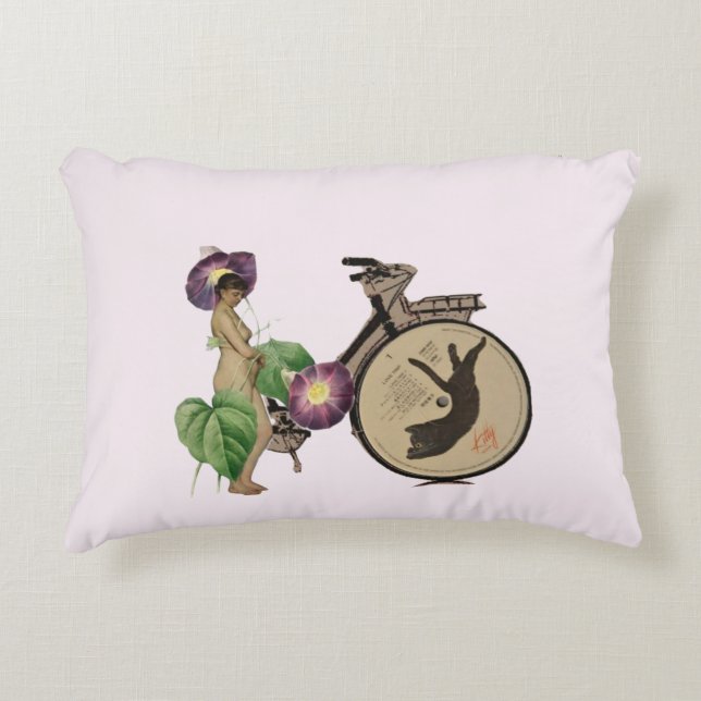 Tropical dreamlike conceptual collage accent pillow (Front)