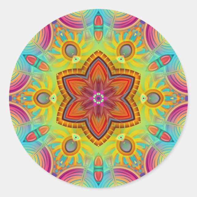 Tropical Dreams Kaleidoscope Mandala Stickers (Front)