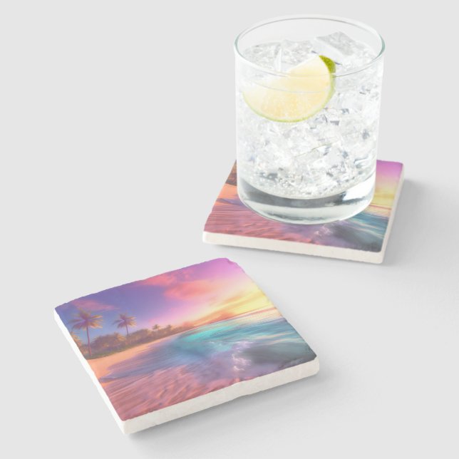 Tropical Dreamscape Stone Coaster (Side)