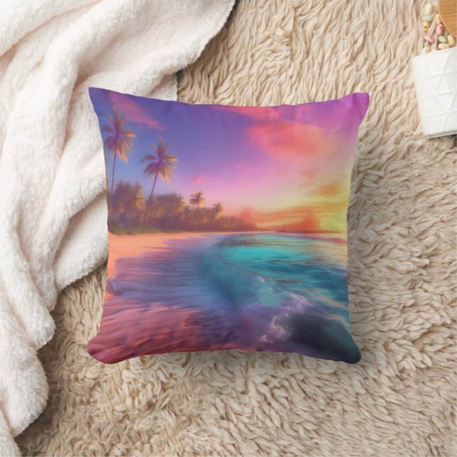 Tropical Dreamscape Throw Pillow (Blanket)
