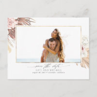 Tropical Dried Palm Leaf Save the Date Photo
