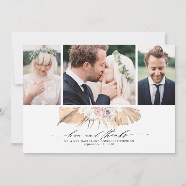 Tropical Dried Palms Wedding Thank You Photo (Front)