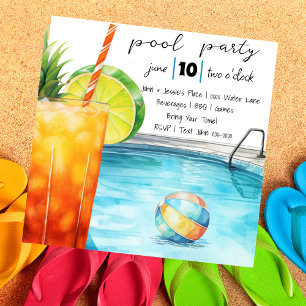 Tropical Drink and Pool Party Invitation