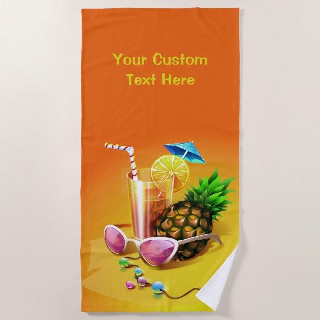 Tropical Drink custom text beach towel (Front)