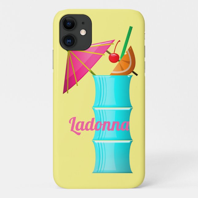 Tropical drink  Hawaiian cocktail blue yellow pink Case-Mate iPhone Case (Back)