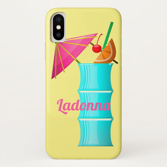 Tropical drink Hawaiian cocktail yellow blue pink Case-Mate iPhone Case (Back)