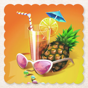 Tropical Drink paper coasters