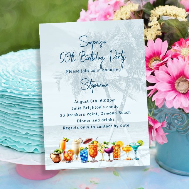 Tropical Drinks Adult Birthday Party Invitation (Creator Uploaded)