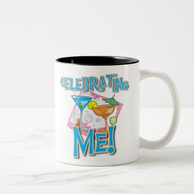 Tropical Drinks Celebrate Me Two-Tone Coffee Mug (Right)