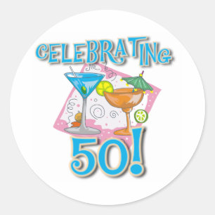 Tropical Drinks Celebrating 50 Classic Round Sticker