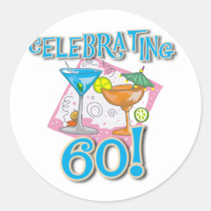 Tropical Drinks Celebrating 60 Classic Round Sticker