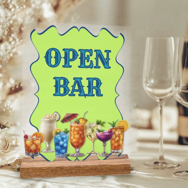 Tropical Drinks Open Bar Opaque Acrylic Sign (Creator Uploaded)