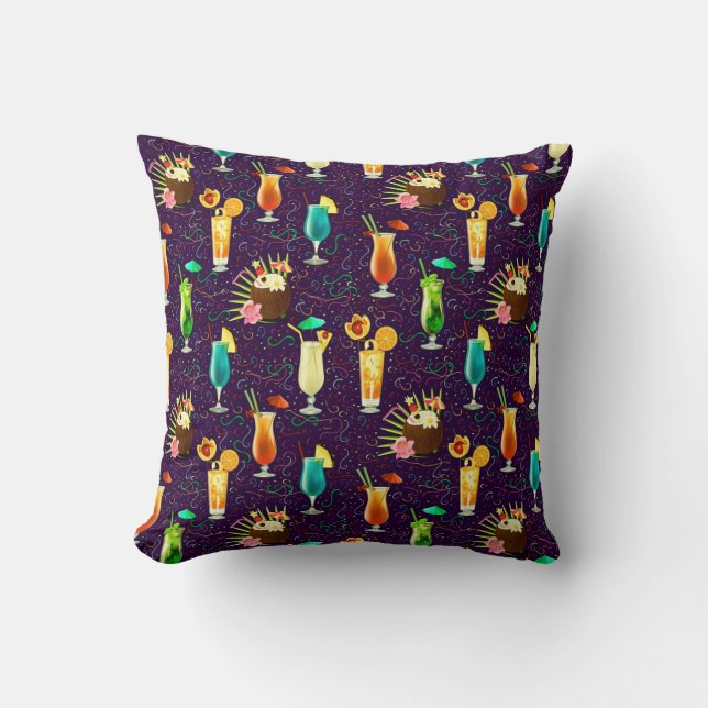 Tropical drinks throw pillow (Front)